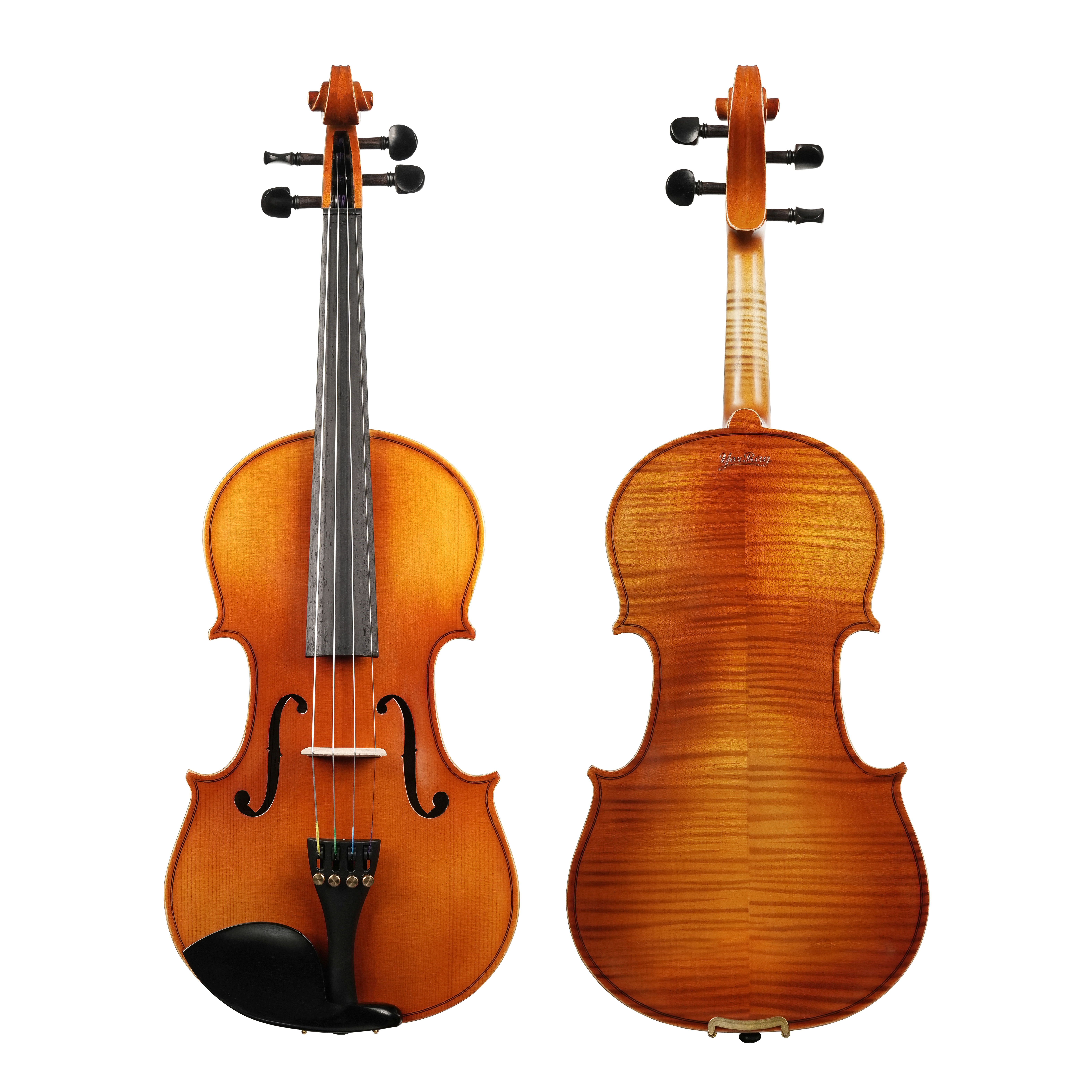 Popular Flamed Ebony Violin - Aged European Spruce Top with Oil Varnish | Traditional Craftsmanship for Discerning Players