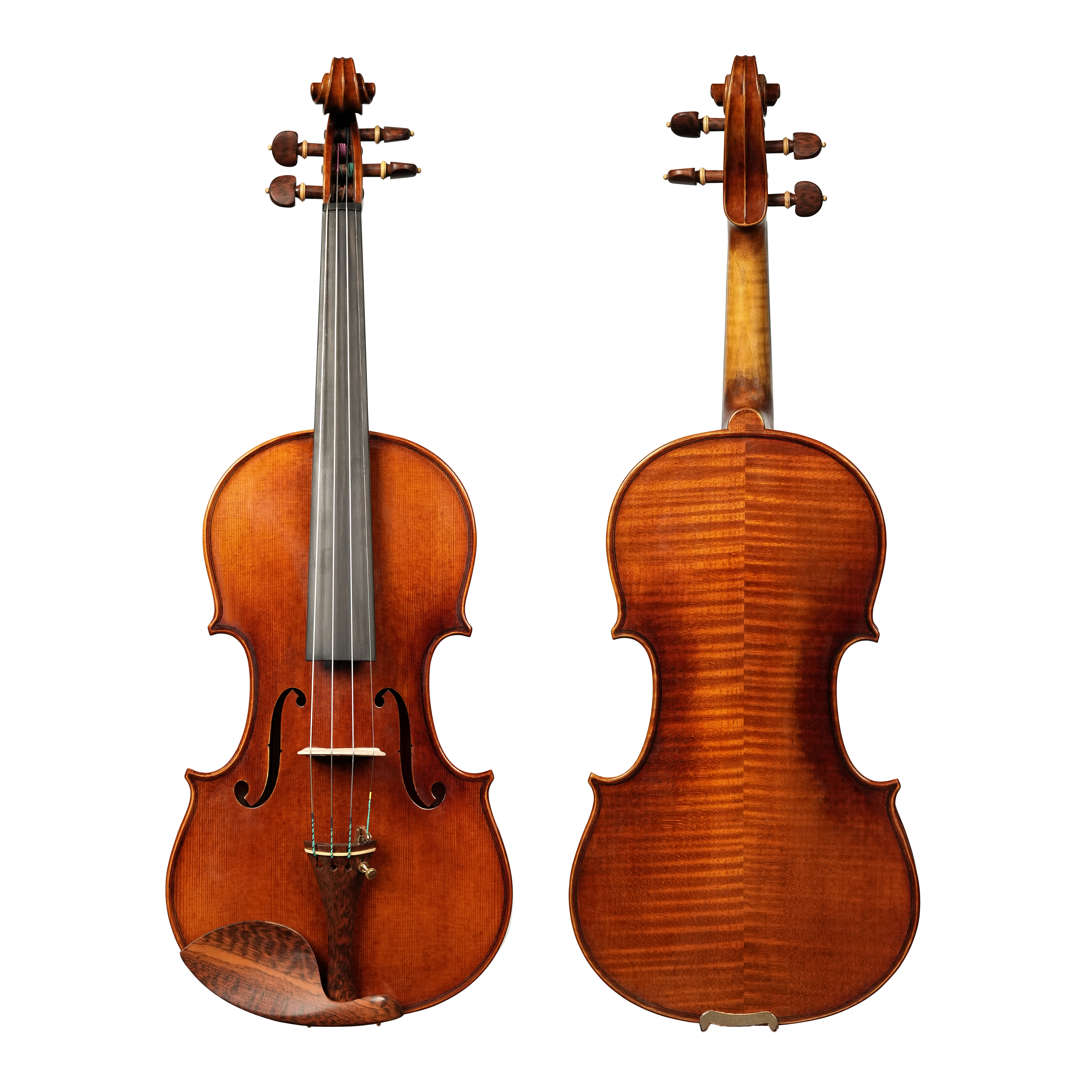 Professional Grade Carved Flamed Maple Violin - Hand-Varnished Antique Finish & Ebony Fittings | Concert-Ready Resonance