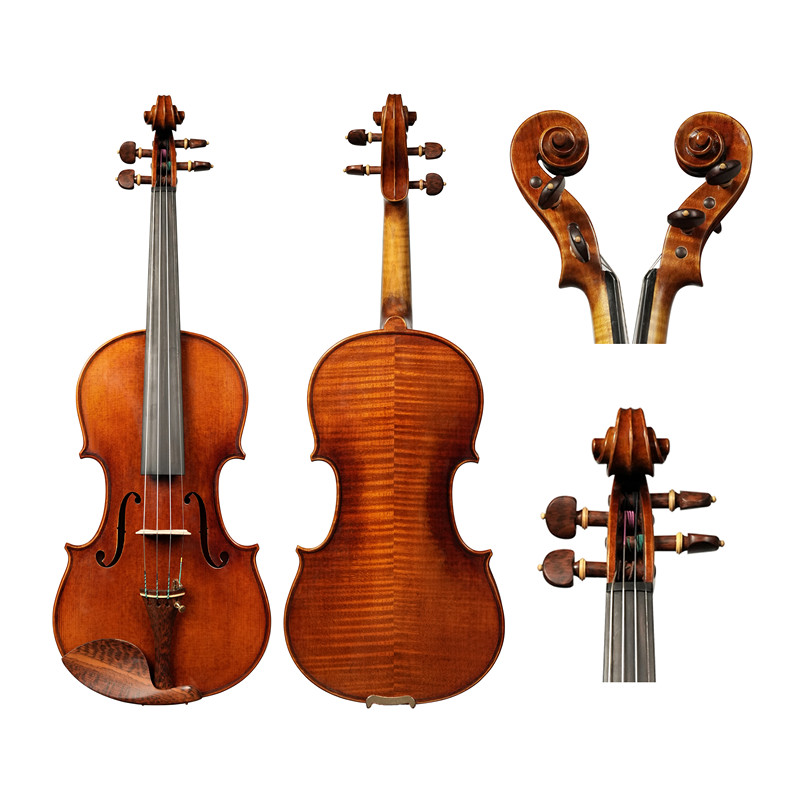 Professional Grade Carved Flamed Maple Violin - Hand-Varnished Antique Finish & Ebony Fittings | Concert-Ready Resonance