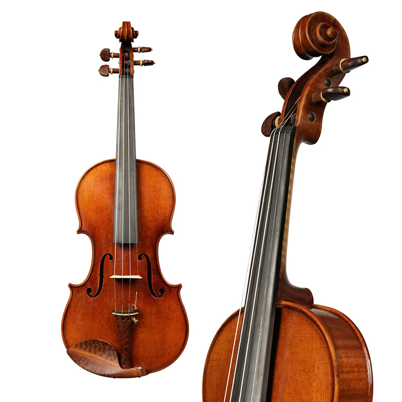 Professional Grade Carved Flamed Maple Violin - Hand-Varnished Antique Finish & Ebony Fittings | Concert-Ready Resonance
