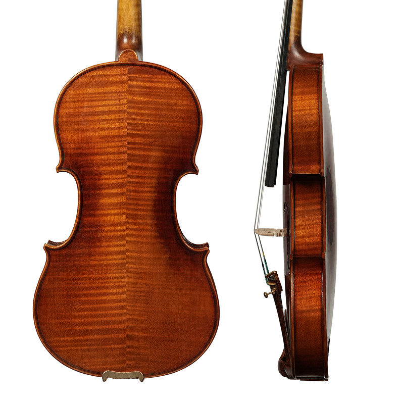 Professional Grade Carved Flamed Maple Violin - Hand-Varnished Antique Finish & Ebony Fittings | Concert-Ready Resonance