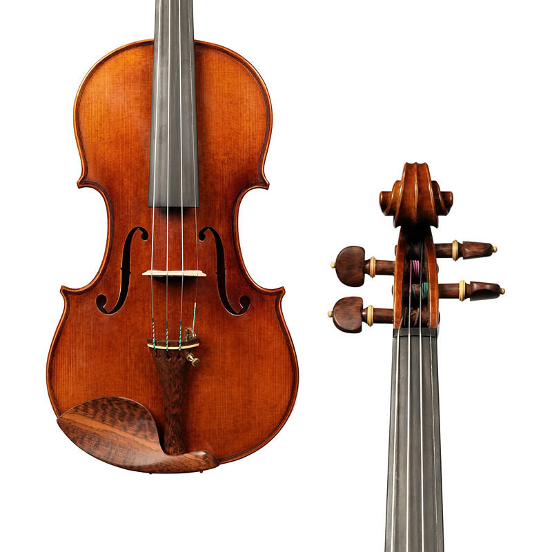 Professional Grade Carved Flamed Maple Violin - Hand-Varnished Antique Finish & Ebony Fittings | Concert-Ready Resonance