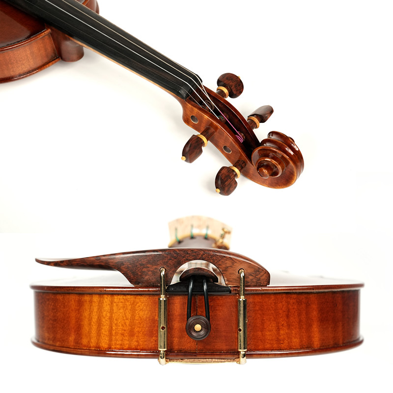 Professional Grade Carved Flamed Maple Violin - Hand-Varnished Antique Finish & Ebony Fittings | Concert-Ready Resonance