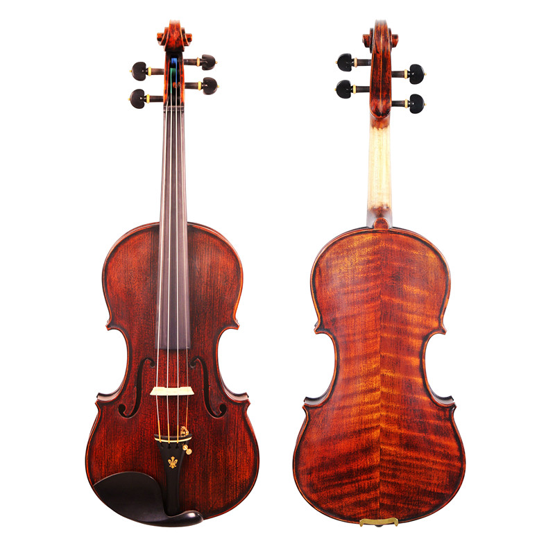 Professional Grade Carved Flamed Maple Violin - 5 years Maple Fully Handmade Violins High-grade Performance-level Flamed Violin